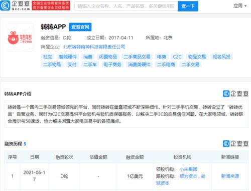 轉(zhuǎn)轉(zhuǎn)完成1億美元D輪融資，小米集團領投，二手交易平臺再迎資本熱潮
